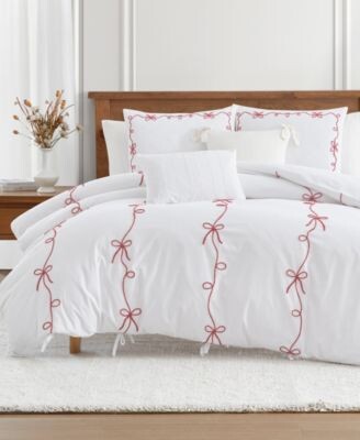 Peri Home Sasha Bows Embroidered Duvet Cover Set