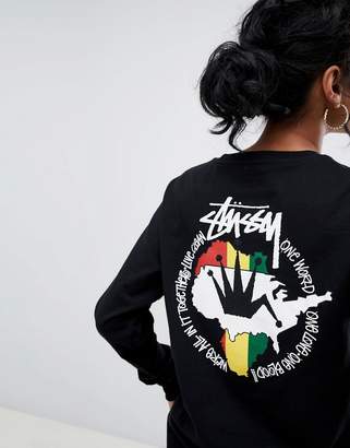 Stussy Oversized Long Sleeve T-Shirt With One Love Graphic