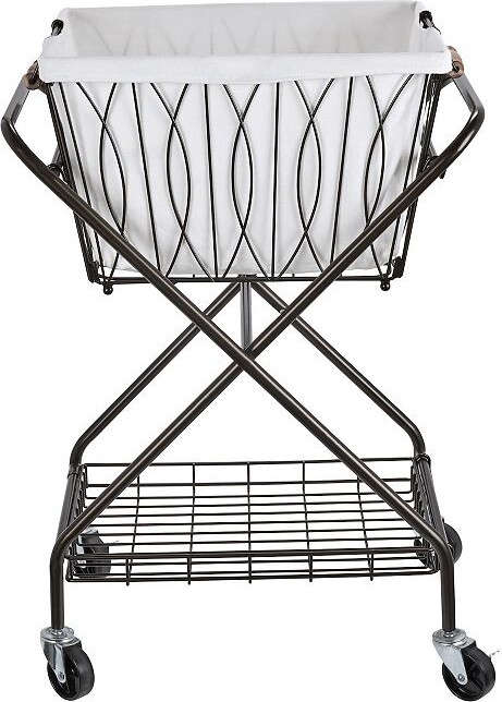 Gourmet Basics Artesa Verona Collapsible Metal Laundry Cart with Removable Basket & Canvas Bag