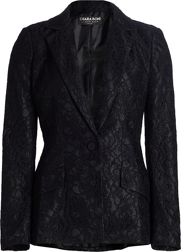 Chiara Boni La Petite Robe Women's Mosi Lace Single-Breasted Blazer - Black - Size 4