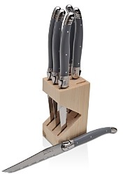 Laguiole Jean Dubost Knives in a Wooden Block, Set of 6