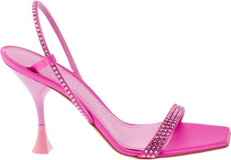 3JUIN 'Eloise' Pink andals with Rhinestone Embellishment and Spool Hight Heel in Viscose Blend Woman