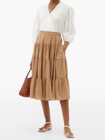 Thumbnail for your product : Loup Charmant Fontelli Tiered Organic-cotton Midi Skirt - Camel