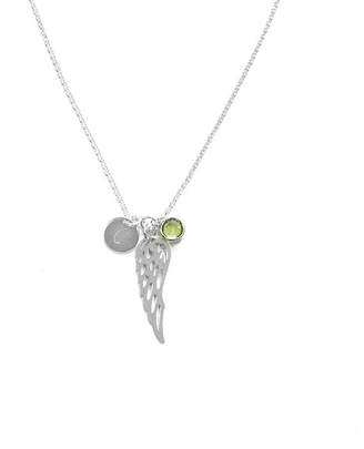 Anna Lou of London Sterling Silver Wing Birthstone Charm Necklace