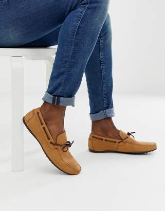 ASOS Design DESIGN driving shoes in tan soft leather