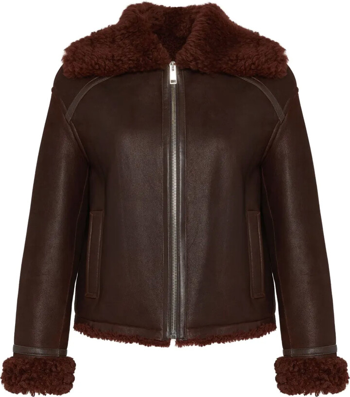 Yves Salomon Shearling-Collared Zip-Front Jacket