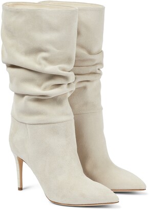 Paris Texas Slouchy Suede Boots in White Womens Shoes Boots Knee-high boots Natural 