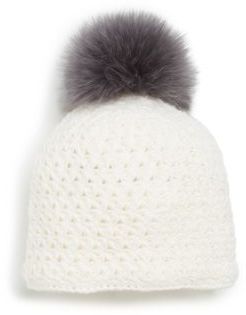 Saks Fifth Avenue Fox Fur Pom-Pom Hat