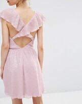 Thumbnail for your product : Asos Design ASOS Soft Ruffle Lace Plunge Mini Dress