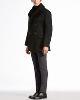 Thumbnail for your product : Gucci Felt Caban Jacket with Shearling Lining & Collar