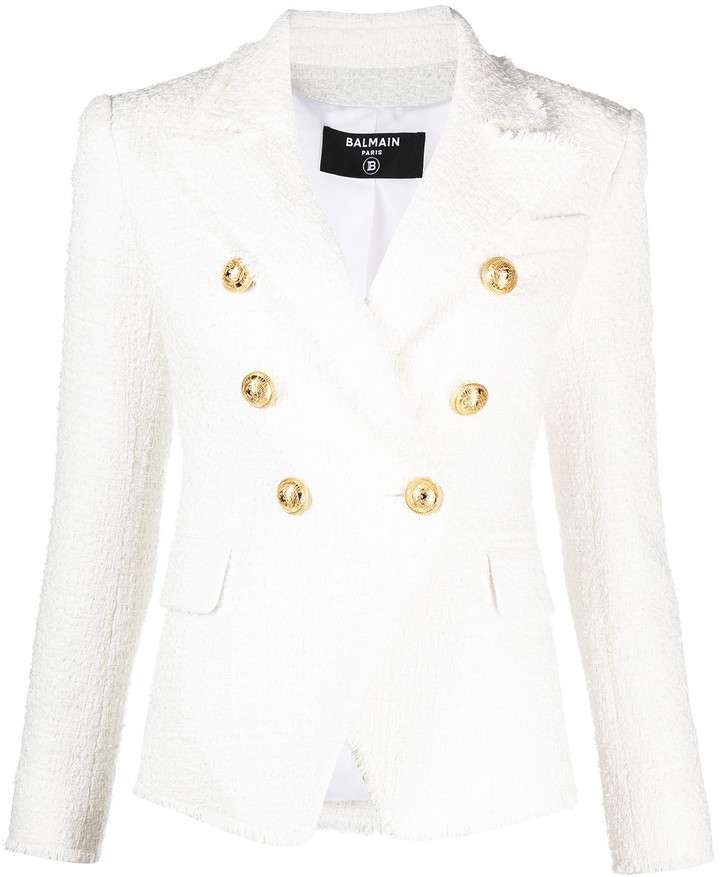 white boucle blazer