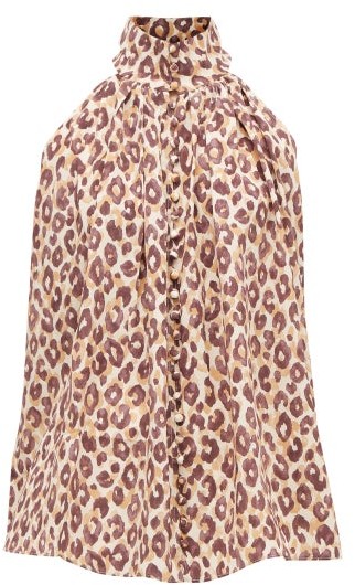 Zimmermann Super Eight Leopard-print Silk Blouse - Leopard - ShopStyle Tops