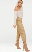 Thumbnail for your product : PrettyLittleThing Stone Bardot High Leg Long Sleeve Thong Bodysuit