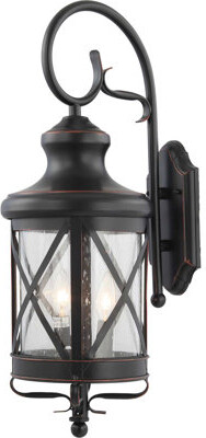 Red Barrel Studio Black Copper 4 - Bulb 29.5'' H Seeded Glass Outdoor Wall Lantern