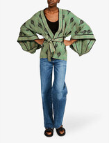 Thumbnail for your product : Claudie Pierlot Mao graphic-print kimono cotton-blend cardigan