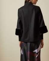 Thumbnail for your product : Ted Baker Faux Fur Cuff Short Wool Coat