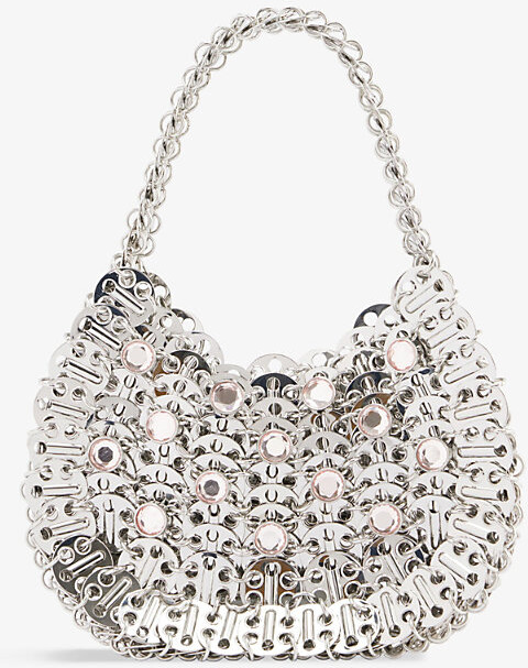 Iconic Silver Micro 1969 Bag embellished with Rhinestones