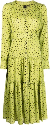 Pinko Polka Dot-Print Tiered Midi Dress