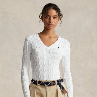 Ralph Lauren Women's White V-Neck Sweaters
