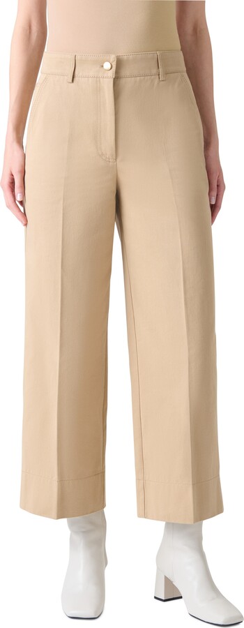 Akris Punto Chiara Wide Leg Crop Cotton Gabardine Pants