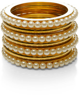 Thumbnail for your product : Fallon Gold-Plated and Pearl Bangle Set