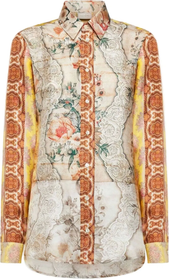Pierre Louis Mascia Floral-Print Silk Shirt