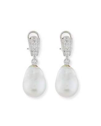 Assael Pave Diamond & South Sea Baroque Pearl Drop Earrings