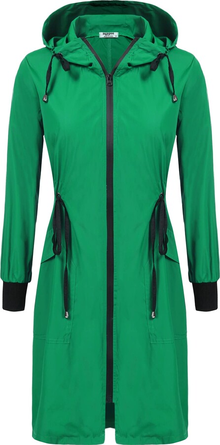 S.IKRR Womens Raincoats Waterproof Jacket Lightweight Trench Coats Outdoor Hooded Parka 