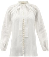 Thumbnail for your product : Zimmermann Botanica Pussy-bow Gauze Blouse - Ivory