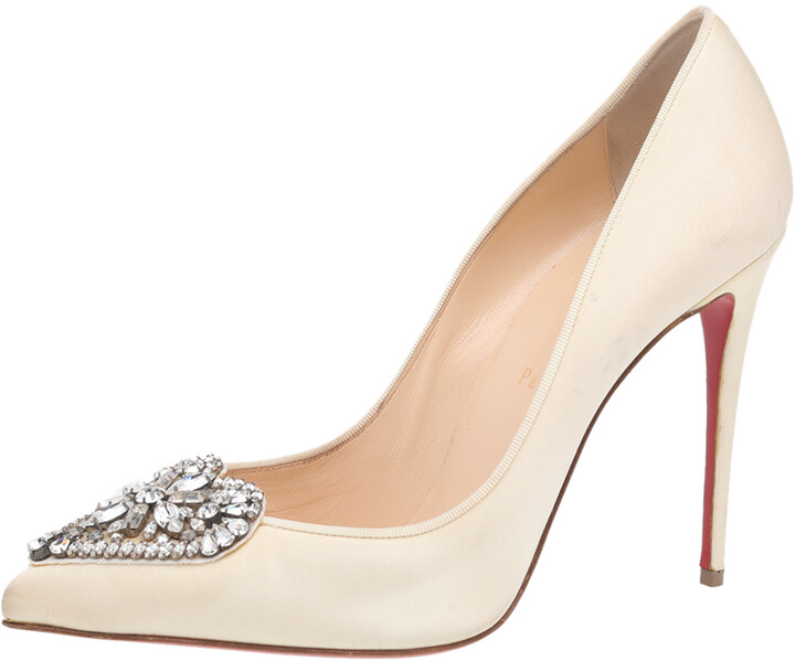 cream pointed toe heels