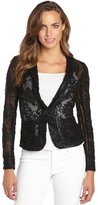 Thumbnail for your product : Nanette Lepore black embroidered lace and mesh 'New Wave Jacket'