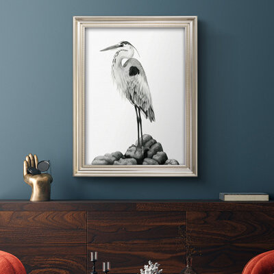 Dovecove Shoreline Heron In B&W II Shoreline Heron In B&W II - Picture Frame Print on Canvas