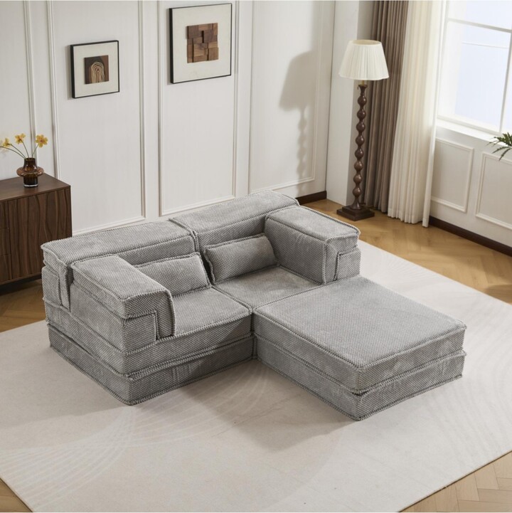 Streamdale Furniture Streamdale Sofa, Convertible Floor Sofa Bed, Modular Sectional, No Assembly, Grey