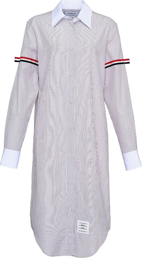 Thom Browne 4-Bar Striped Long Sleeved Shirt Dress