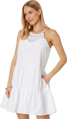 Lilly Pulitzer Britt Cotton Halter Dress (Resort White) Women's Clothing