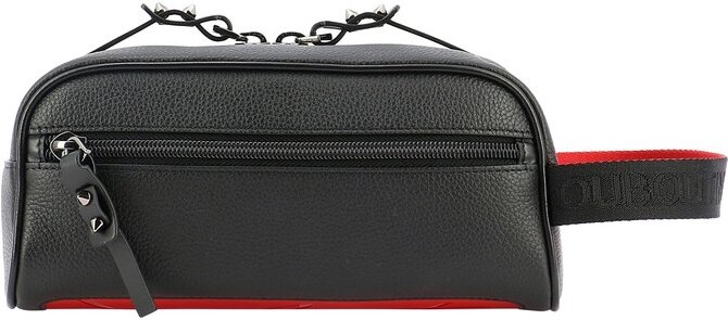 Mens Bags Pouches and wristlets Christian Louboutin Pifpouch Grained-leather Zip Pouch in Black for Men 