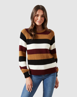 French Connection Stripe Balloon Sleeve Knit