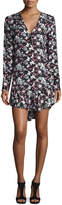 Thumbnail for your product : Veronica Beard Franklin Floral Silk Flounce Dress, Black/Navy/Red/White
