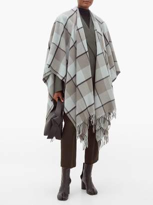 Acne Studios Cassiar Checked Wool Poncho - Womens - Grey