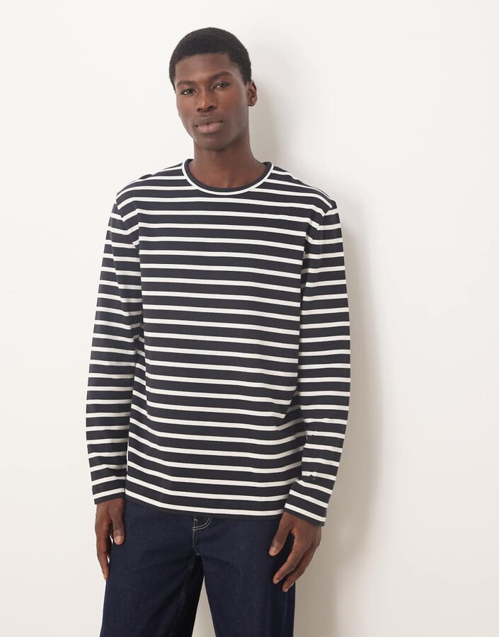 Arket long sleeve t-shirt in navy and white stripes
