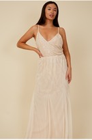 Thumbnail for your product : Little Mistress Bridesmaid Aida Nude Floral Embellished Maxi Dress