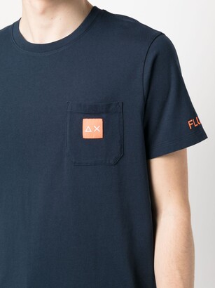 Sun 68 logo-patch cotton T-shirt