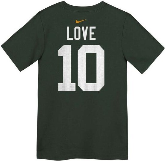 Nike Kids' Green Bay Packers Jordan Love #10 FUSE Name & Number T-Shirt 7 Fir
