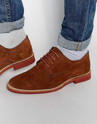 Red Tape Derby Shoes In Brown Suede