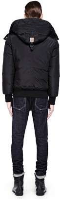 Mackage Quentin Black Down Bomber Jacket With Fur Trimmed Hood