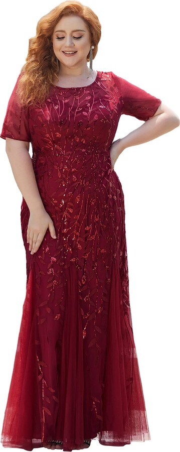 burgundy plus size formal dress