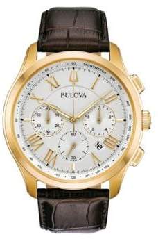 Bulova Wilton Chronograph 97B169 Leather Strap Watch