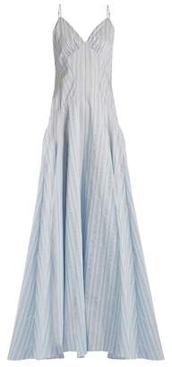 Rosie Assoulin Negligee deep V-neck striped gown