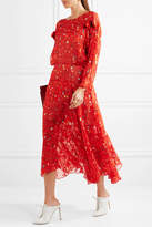 Thumbnail for your product : Preen by Thornton Bregazzi Andrea Printed Devoré Silk-chiffon Midi Dress - Tomato red