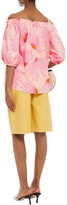 Thumbnail for your product : Kate Spade Off-the-shoulder Printed Cotton-poplin Top